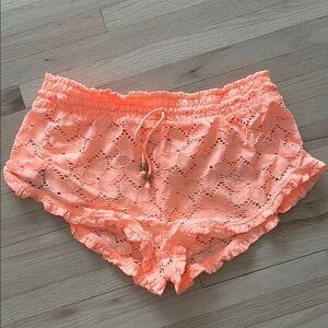 Victoria Secret Neon Orange Lace Eyelet Shorts - Size M